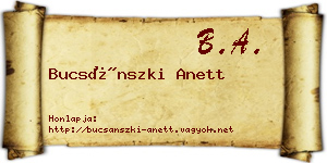 Bucsánszki Anett névjegykártya