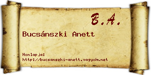 Bucsánszki Anett névjegykártya