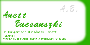 anett bucsanszki business card