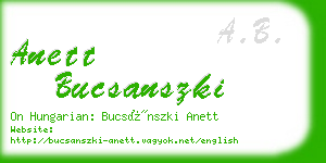 anett bucsanszki business card